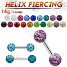 44waks surgical steel helix piercing 1 6mm 4mm multi crystal eyebrow piercing