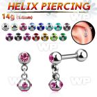 44waz94 surgical steel helix barbell 1 6mm 4mm balls dangling helix piercing
