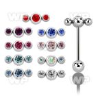 44zc4 surgical steel tongue bar 1 6mm triple jewel ball top 6 tongue piercing