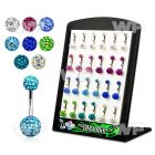 4a4uy display w steel belly bananas 1 6mm 5 8mm clear epoxy belly piercing