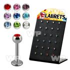 4ab46z display board 24 pcs of 316l steel labret studs 1 2mm lower lip piercing