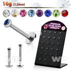 4ab4d display of 24 pcs of surgical steel internal threading lower lip piercing