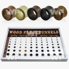 4ami9s display w wood double flare flesh tunnels teak crocodil ear lobe piercing