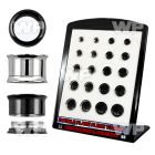 4amie097 display w black ion plated surgical steel double flared ear lobe piercing