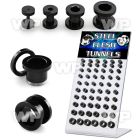 4amie0 display wtih 60 pcs of black surgical steel screw fit ear lobe piercing