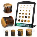 4amie0k display w of double flared tiger eye plugs size 4mm 12 ear lobe piercing