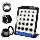 4amie0t4 display w black ion plated surgical steel flesh tunnel ear lobe piercing