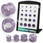 4amie90 display w double flared amethyst stone flesh tunnels size ear lobe piercing