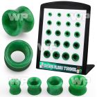 4amie9e display w double flared green jade stone flesh tunnels ear lobe piercing