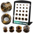 4amie9p display w double flared tiger eye stone flesh tunnels siz ear lobe piercing