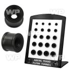 4amieep display w black black areng wood double flared flesh tunn ear lobe piercing