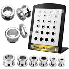 4amis display w surgical steel scew fit flesh tunnels size 4mm ear lobe piercing