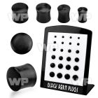 4amo2 display w horn double flared black plugs size3mm 12mm ear lobe piercing