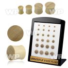 4amon display w crocodile wood double flared plugs size3mm 12mm ear lobe piercing