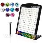 4au43jk display w surgical steel nose bone 1mm 2mm mixed color nose piercing