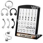4aw318 display w assorted 316l steel ion plated 316l steel eye eyebrow piercing