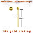 4b2009 silver 925 un bent nose stud 18k gold plated 1 5mm ball belly piercing