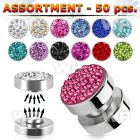 4b20el of steel magnetic fake plups ferido glued crystal on the belly piercing