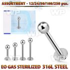 4b20lp surgical steel labret studs 1 2mm 3mm ball length 1 4 lower lip piercing