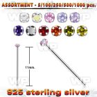 4b20se silver 925 un bent nose stud 1 5mm round prong set cz sto belly piercing