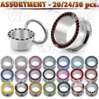 4b20ze screw fit steel flesh tunnelscrystal studded rim ear lobe piercing