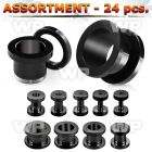 4b2ez of black ion plated surgical steel screw fit flesh tunnel ear lobe piercing