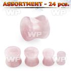 4b2kl0 of real rose quartz double flare stone plugs ear lobe piercing