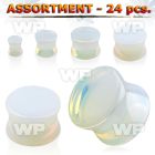 4b2klk of real moon stone double flare plugs ear lobe piercing