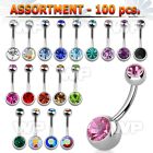 4b2kp7 double jewel belly bananas 1 6mm 5 8mm press fit jewel belly piercing
