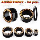 4b2kzl of black acrylic flesh tunnel plug leopard fur logo ear lobe piercing
