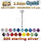 4b2skl silver 925 nose bone 2 5mm round prong set crystal nose piercing