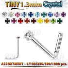 4b2sky silver 925 l shaped nose studs 1 25mm round prong set cry nose piercing