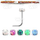 4b2slk silver 925 l shaped nose studs prongset 2mm round dome nose piercing