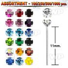 4b2spp silver 925 un bent nose stud 2mm round prong set crystal nose piercing