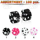 4b2ytk acrylic faux plugs stars 6mm to 10mm colors 100pcs