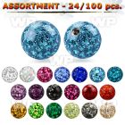 4b2zel 5mm multi crystal ball s1 6mm threading clear epoxy cov belly piercing