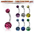 4b2zzl steel belly bananas 1 6mm 5 8mm zebra striped balls len belly piercing