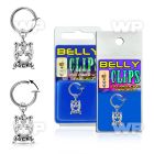 4b6mslk fake belly clip dangling horseshoe design lucky banner belly piercing