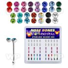 4f14j box w silver 925 nose bone round twin crystals in 1 4mm nose piercing