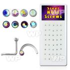 4f3epl box w surgical steel nose screw spirals 1mm round flat nose piercing