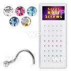4f3epz4 box w surgical steel nose screw spirals 0 8mm 2mm round nose piercing
