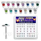 4fdrj box of silver nose bone foot print shaped top mixed colo nose piercing