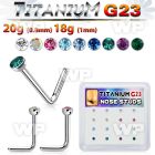 4fhubk titanium l shaped nosepins colors bezel setting 16pcs