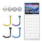 4fu39 box w ion plated surgical steel nose screw spirals 0 8mm nose piercing