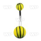 4u1f2 steel belly ring acrylic ballsinyellow black basket bal belly piercing