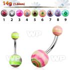 4u1f4 steel belly ring acrylic multi color marble balls length belly piercing