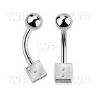 4u318 steel belly ring 5mm steel ball 5mm steel dice belly piercing