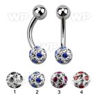 4uday7 steel belly ring 5mm upper steel ball 6mm multi crystal belly piercing