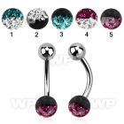 4udayw steel belly ring 5mm upper steel ball 6mm multi crystal belly piercing