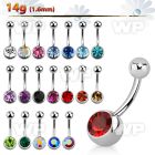 4ue6i steel belly ring w 8mm press fit jewel ball an upper belly piercing